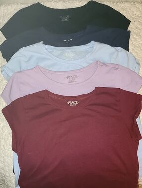 5 Girls XL (14/16) Short Sleeve Tees - Black, Navy, Light Blue, Lavender, Dk Red